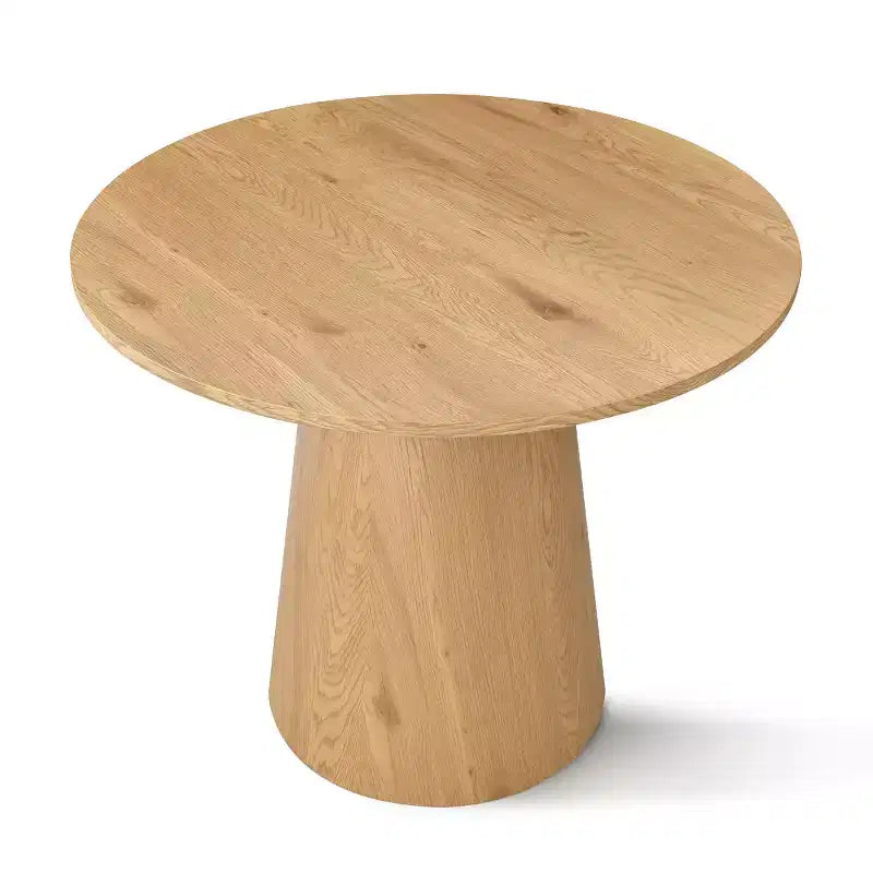 Ensemble de table de bistrot moderne en placage de chêne, table piédestal ronde 89 cm et 2 chaises de salle à manger à – Sanzelize Design
