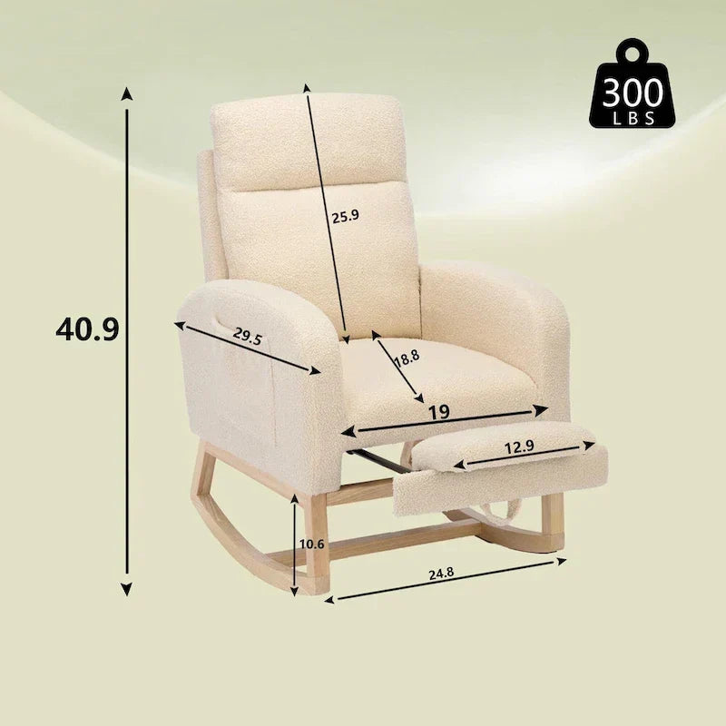 Fauteuil à bascule rembourré moderne de 75 cm de hauteur avec dossier haut – Sanzelize Design