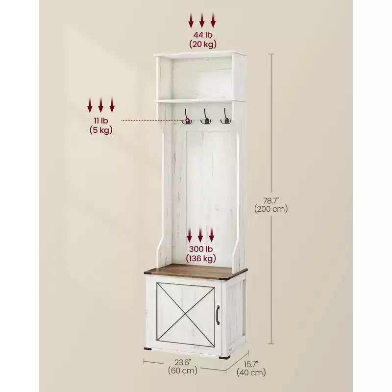 Porte-manteau avec banc et rangement à chaussures, porte-manteau avec banc à chaussures, meuble d'entrée, 3 patères – Sanzelize Design