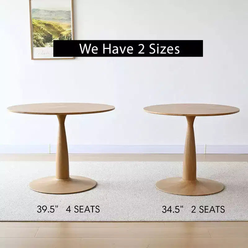 Table à manger ronde moderne avec piédestal, finition grain de bois – Sanzelize Design