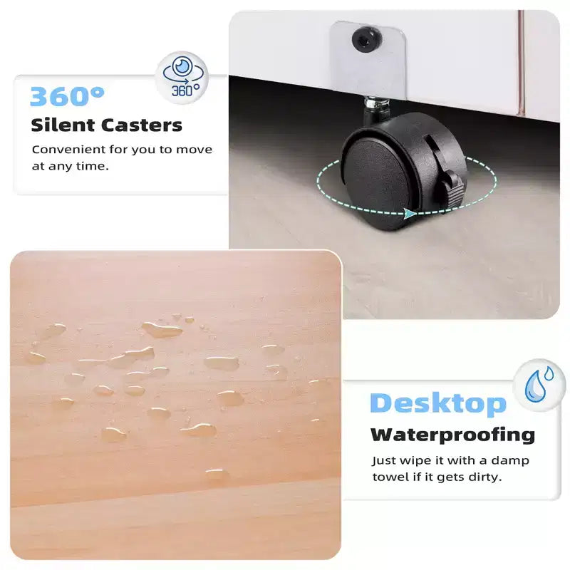 Meuble de cuisine à double inclinaison avec 2 tiroirs, meuble poubelle avec rangement sur roulettes, blanc – Sanzelize Design