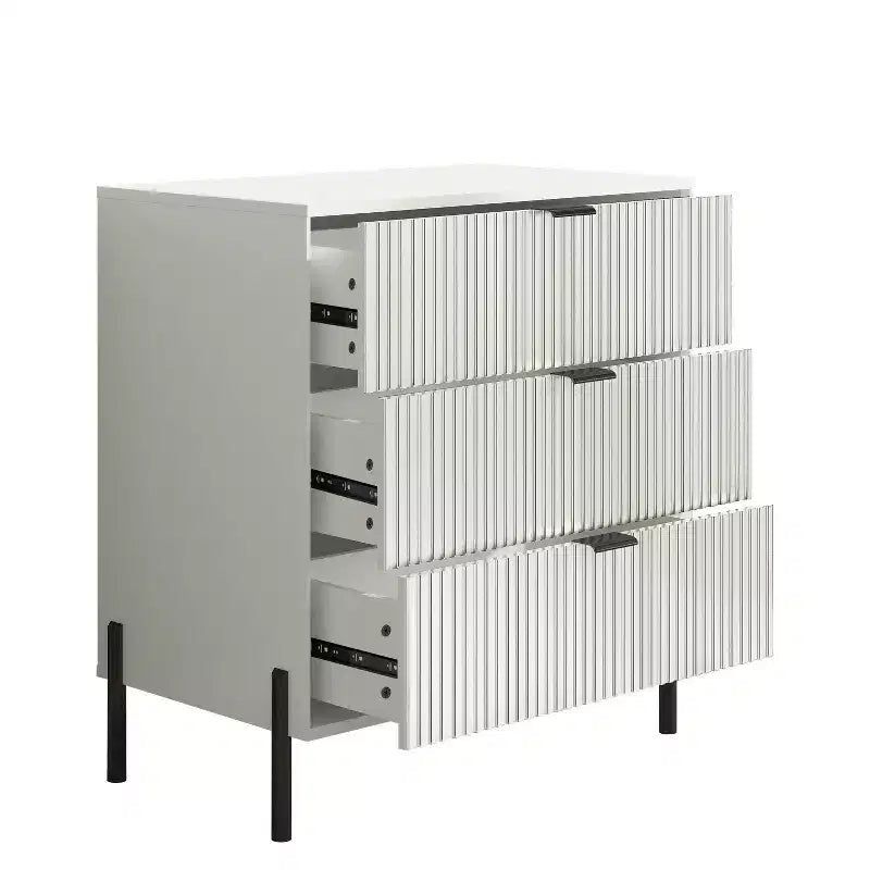 Ensemble 3 tables de chevet à 3 tiroirs et 1 commode à 5 tiroirs Élégance Moderne – Sanzelize Design