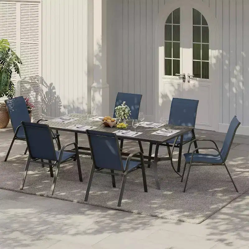 Chaises de jardin, Lot de 4/6 chaises de salle à manger empilables d'extérieur en textilène léger résistant aux – Sanzelize Design