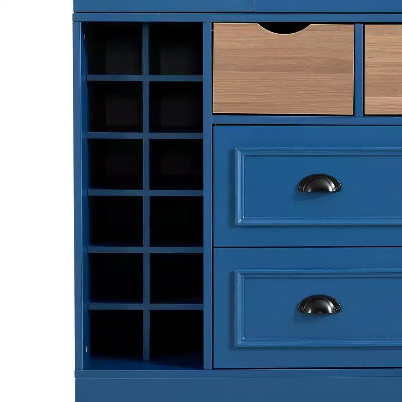 Garde-manger de cuisine autoportant de 180 cm de haut, grand buffet de salle à manger avec 4 portes pliantes, étagères – Sanzelize Design