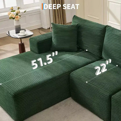 Canapé moderne 274 cm, canapé 3 places rembourré en forme de L avec oreillers, canapé à assise profonde – Sanzelize Design