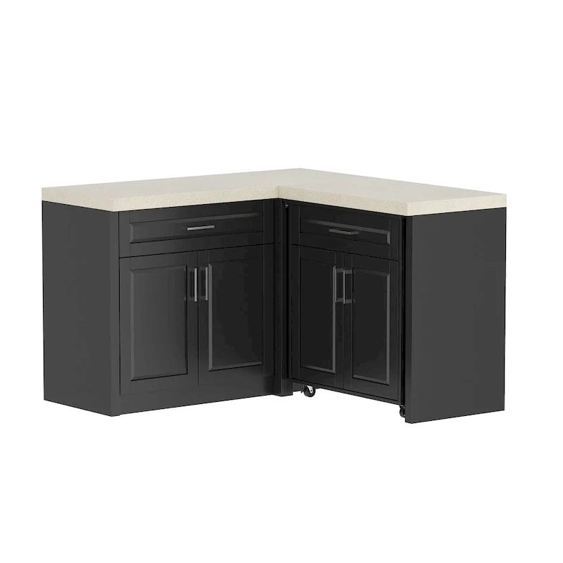 Meuble d'angle de cuisine efficace, îlot de cuisine en L: Grand espace de rangement avec tiroirs à glissière fluide – Sanzelize Design
