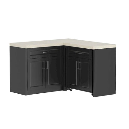 Meuble d'angle de cuisine efficace, îlot de cuisine en L: Grand espace de rangement avec tiroirs à glissière fluide – Sanzelize Design