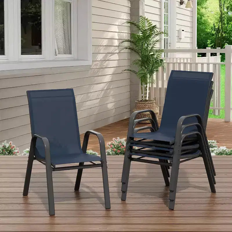 Chaises de jardin, Lot de 4/6 chaises de salle à manger empilables d'extérieur en textilène léger résistant aux – Sanzelize Design