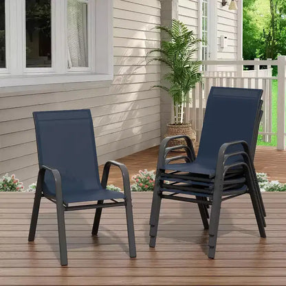 Chaises de jardin, Lot de 4/6 chaises de salle à manger empilables d'extérieur en textilène léger résistant aux – Sanzelize Design