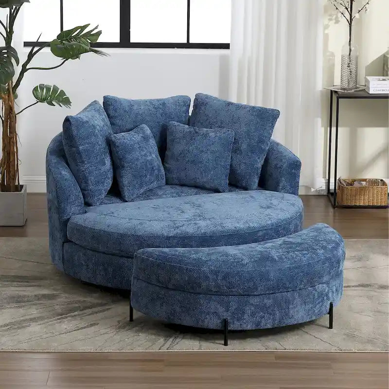 Fauteuil Moderne Rond Avec 5 Coussins Et Pouf Optionnel – Sanzelize Design