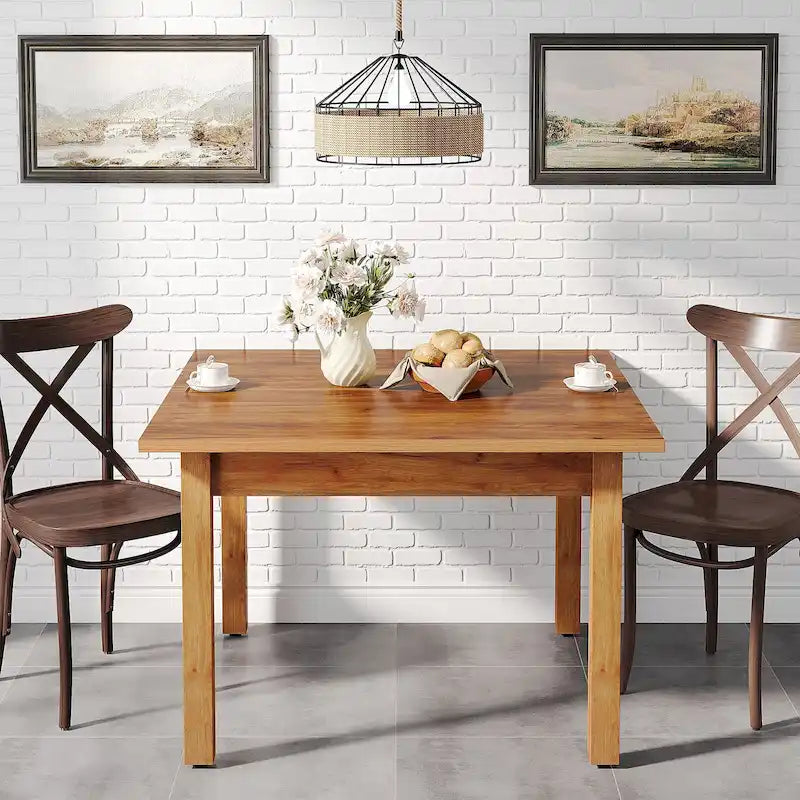 Table à manger carrée de 100 cm pour 2-4 personnes avec pieds en bois massif pour salon et salle à manger – Sanzelize Design