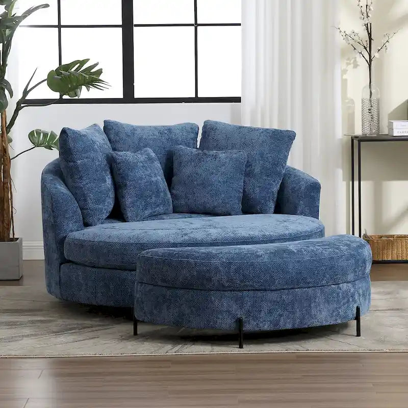 Fauteuil Moderne Rond Avec 5 Coussins Et Pouf Optionnel – Sanzelize Design