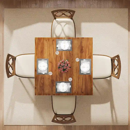 Table à manger carrée de 100 cm pour 2-4 personnes avec pieds en bois massif pour salon et salle à manger – Sanzelize Design