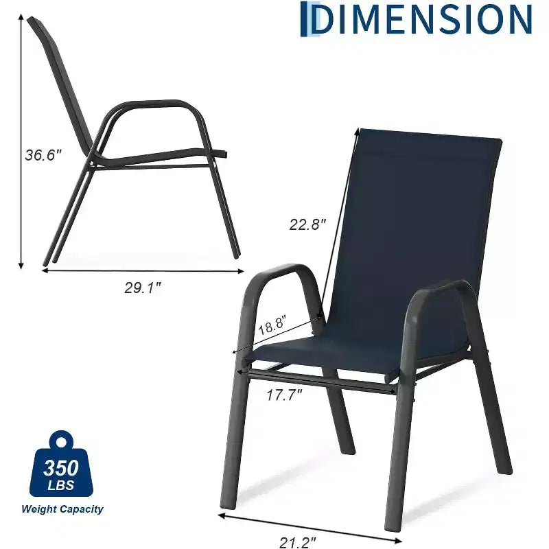Chaises de jardin, Lot de 4/6 chaises de salle à manger empilables d'extérieur en textilène léger résistant aux – Sanzelize Design