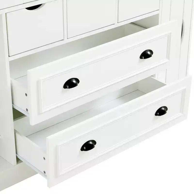 Garde-manger de cuisine autoportant de 180 cm de haut, grand buffet de salle à manger avec 4 portes pliantes, étagères – Sanzelize Design