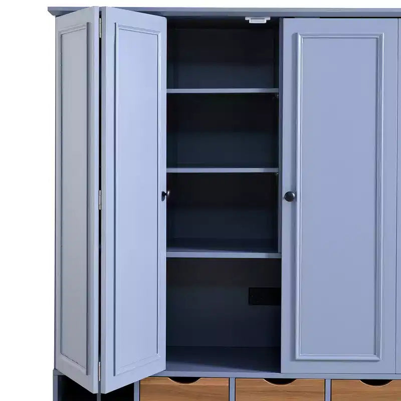 Garde-manger de cuisine autoportant de 180 cm de haut, grand buffet de salle à manger avec 4 portes pliantes, étagères – Sanzelize Design
