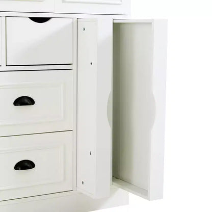 Garde-manger de cuisine autoportant de 180 cm de haut, grand buffet de salle à manger avec 4 portes pliantes, étagères – Sanzelize Design