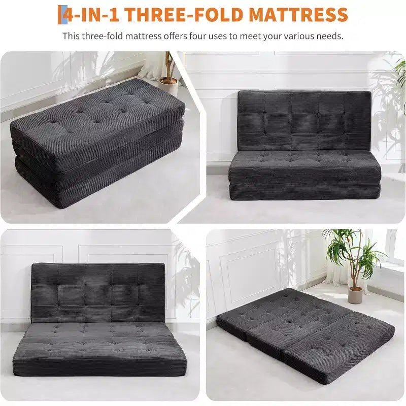 Canapé-lit pliable en mousse à mémoire de forme 99 x 190 cm - Matelas capitonné de 15,2 cm – Sanzelize Design