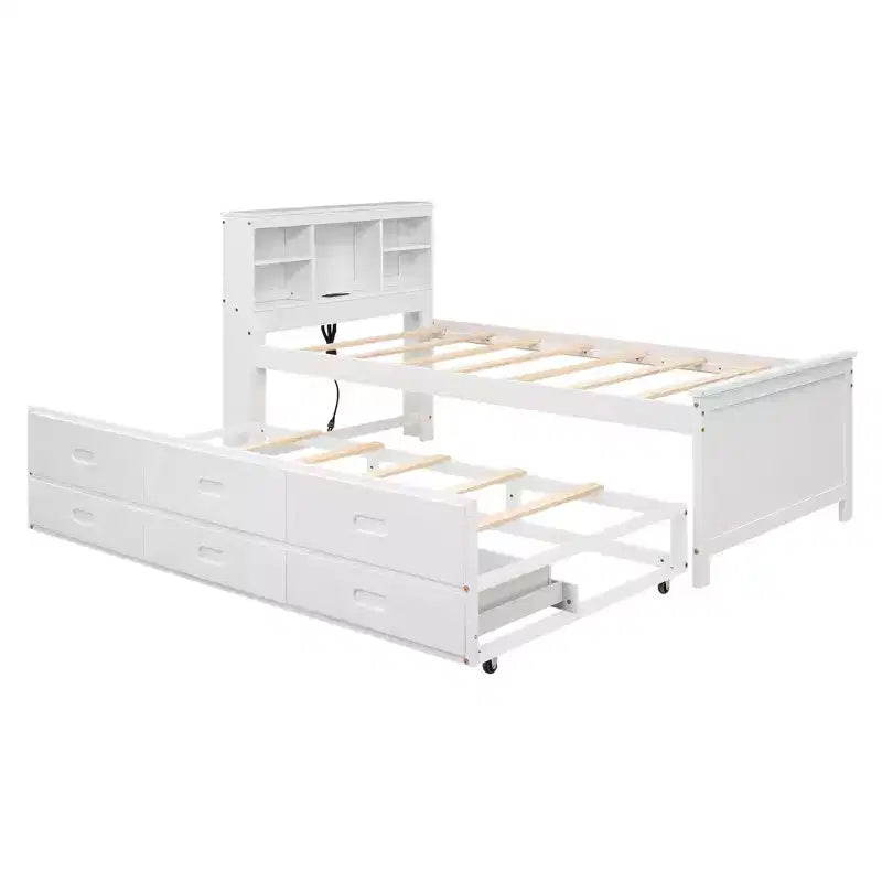 Lit plateforme avec lit gigogne et tiroirs, lit plateforme de rangement avec USB – Sanzelize Design