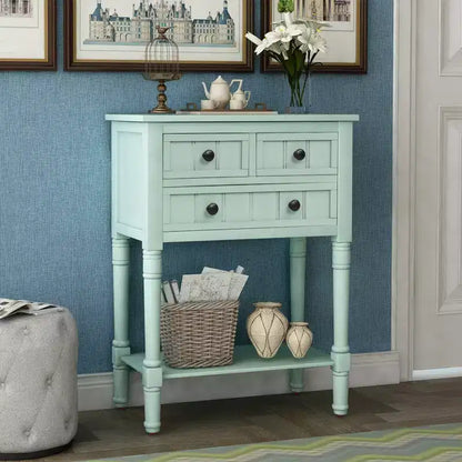 Console étroite de 60 cm avec 3 tiroirs et étagère, table d'appoint pour petite entrée ou salon – Sanzelize Design