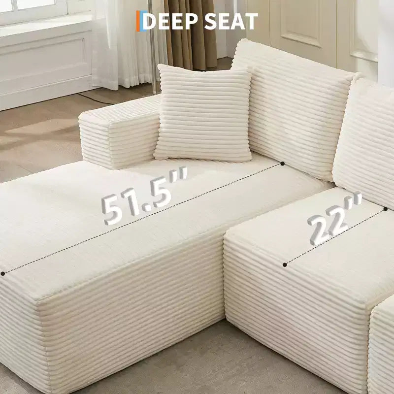 Canapé moderne 274 cm, canapé 3 places rembourré en forme de L avec oreillers, canapé à assise profonde – Sanzelize Design