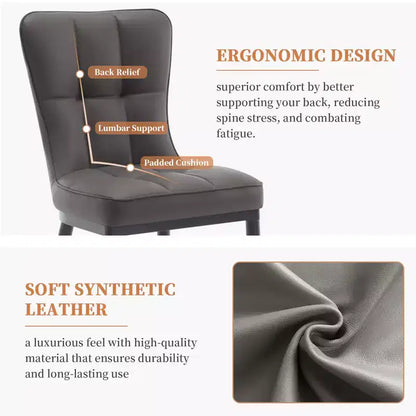 Lot de 6 chaises de salle à manger, modernes, rembourrées, en similicuir, avec haut dossier, pieds en métal – Sanzelize Design