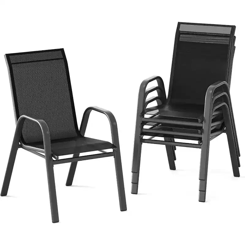 Chaises de jardin, Lot de 4/6 chaises de salle à manger empilables d'extérieur en textilène léger résistant aux – Sanzelize Design