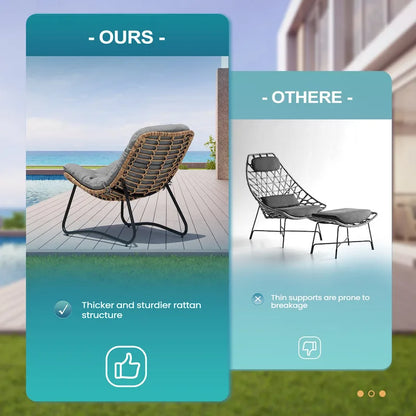 Chaises de jardin Papasan avec coussin, confortables, en rotin PE, avec table d'appoint – Sanzelize Design