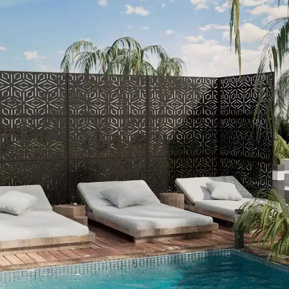 Paravent à 3 panneaux avec motif géométrique – Acier galvanisé noir – Sanzelize Design