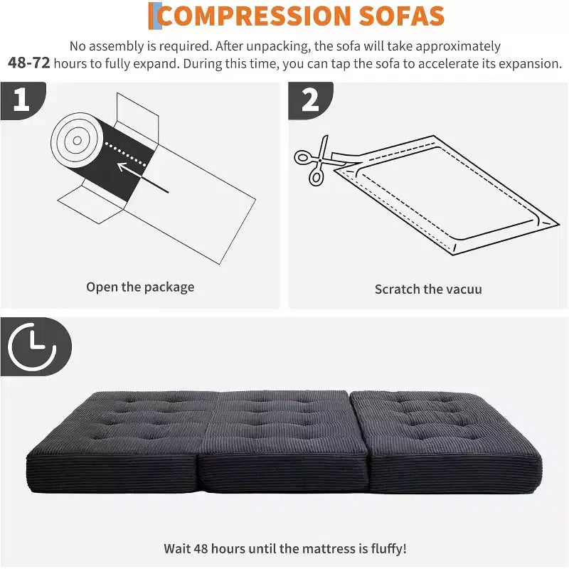 Canapé-lit pliable en mousse à mémoire de forme 99 x 190 cm - Matelas capitonné de 15,2 cm – Sanzelize Design