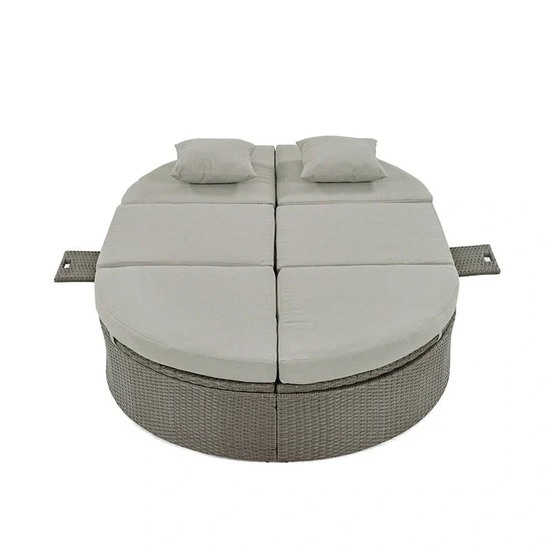 Lit de soleil extérieur double pour terrasse avec coussins et oreillers – Sanzelize Design