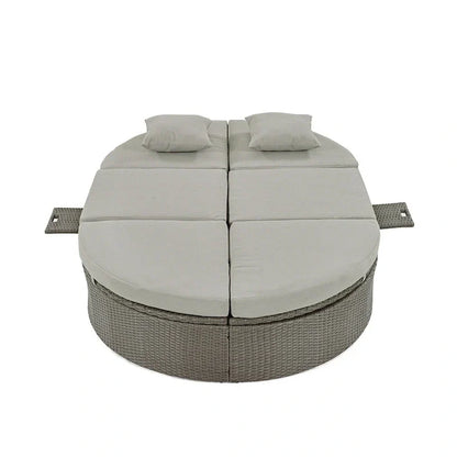 Lit de soleil extérieur double pour terrasse avec coussins et oreillers – Sanzelize Design