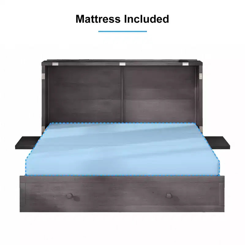 Lit escamotable Murphy 152 x 203 cm, lit coffre Cube avec station de charge et espace de rangement – Sanzelize Design