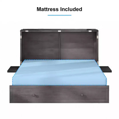 Lit escamotable Murphy 152 x 203 cm, lit coffre Cube avec station de charge et espace de rangement – Sanzelize Design