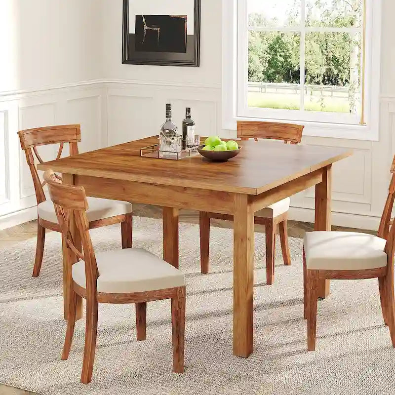 Table à manger carrée de 100 cm pour 2-4 personnes avec pieds en bois massif pour salon et salle à manger – Sanzelize Design