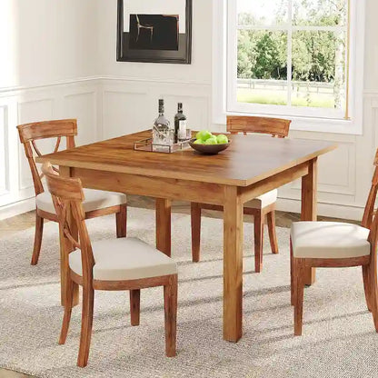 Table à manger carrée de 100 cm pour 2-4 personnes avec pieds en bois massif pour salon et salle à manger – Sanzelize Design