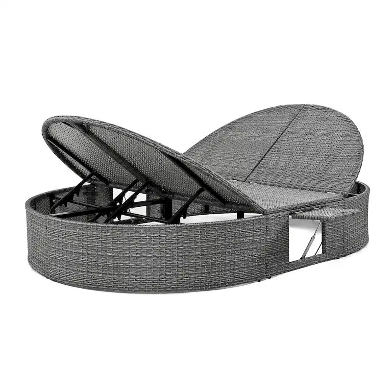 Lit de soleil extérieur double pour terrasse avec coussins et oreillers – Sanzelize Design