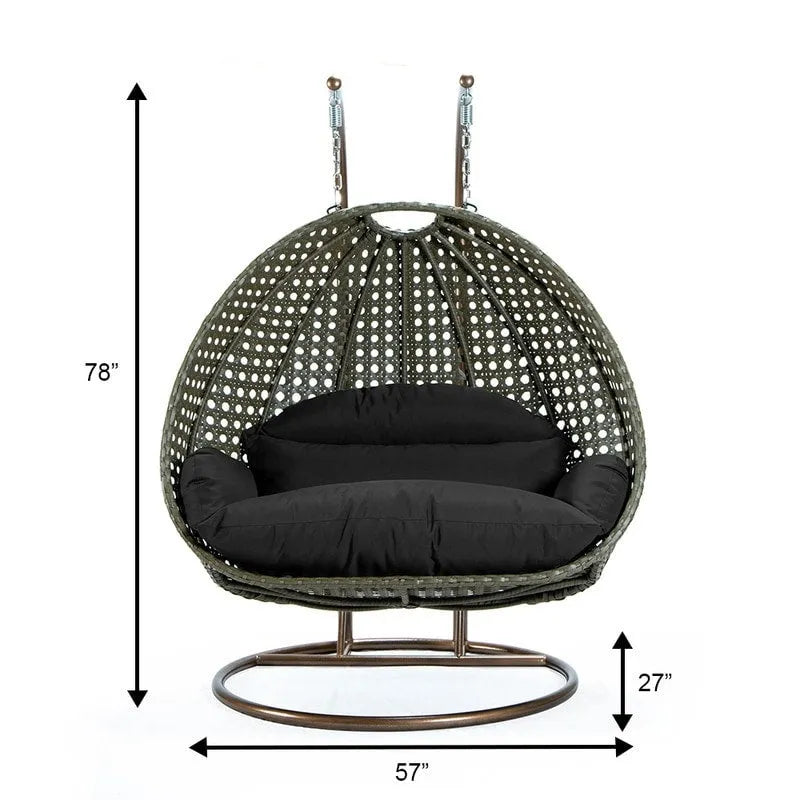 Fauteuil suspendu œuf 2 places avec support - Balançoire / hamac de jardin en rotin osier pour extérieur/intérieur avec – Sanzelize Design