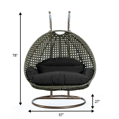 Fauteuil suspendu œuf 2 places avec support - Balançoire / hamac de jardin en rotin osier pour extérieur/intérieur avec – Sanzelize Design