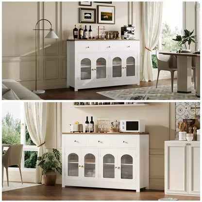 Buffet étroit de 140 cm avec 3 tiroirs et 4 portes pour cuisine, salle à manger, salon – Sanzelize Design