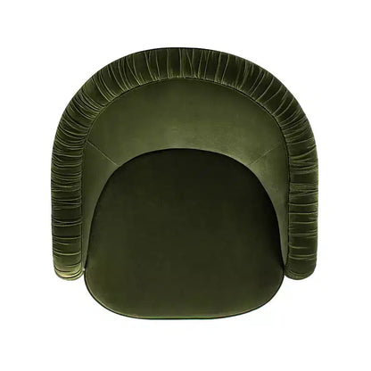 Serena fauteuil d'appoint avec dossier capitonné et franges, velours performant vert olive, 80 cm – Sanzelize Design