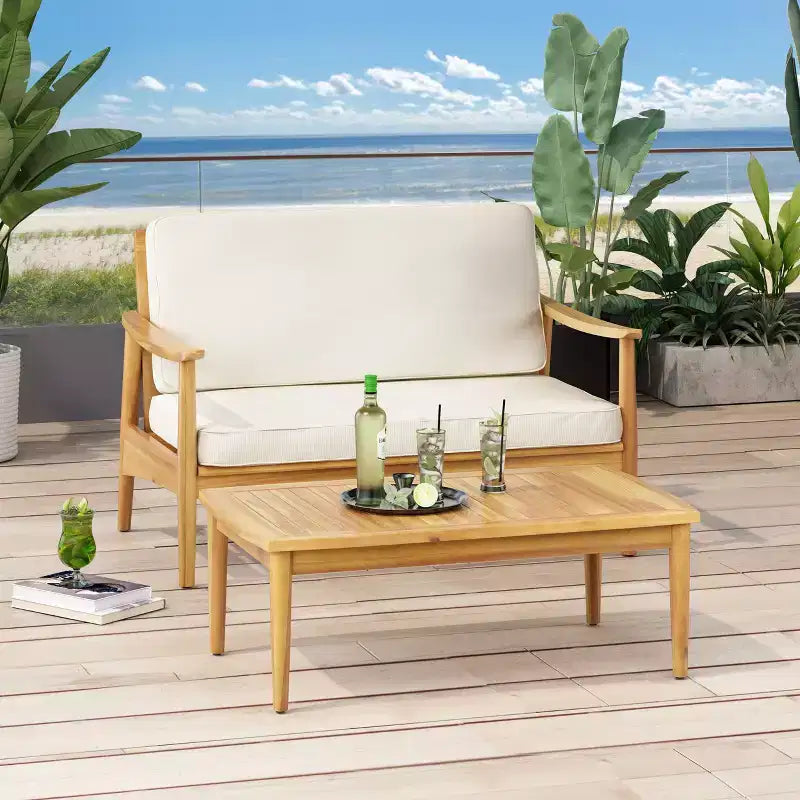 Willowbrook Causeuse et table basse d'extérieur en bois d'acacia – Sanzelize Design