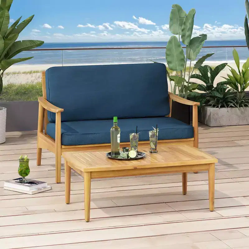 Willowbrook Causeuse et table basse d'extérieur en bois d'acacia – Sanzelize Design