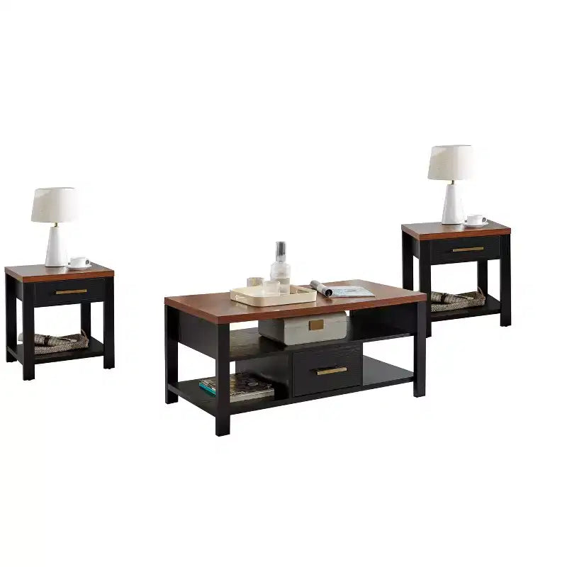 Sendero – Ensemble de 3 tables d'appoint, table basse moderne avec tables d'appoint – Sanzelize Design