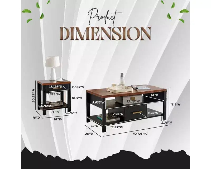 Sendero – Ensemble de 3 tables d'appoint, table basse moderne avec tables d'appoint – Sanzelize Design
