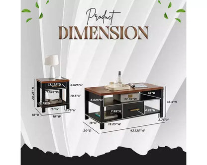 Sendero – Ensemble de 3 tables d'appoint, table basse moderne avec tables d'appoint – Sanzelize Design