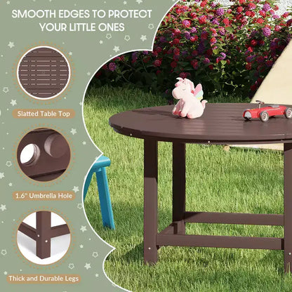 Ensemble table et chaises de salle à manger rondes 5 pièces pour enfant Malibu en PEHD pour l'extérieur – Sanzelize Design