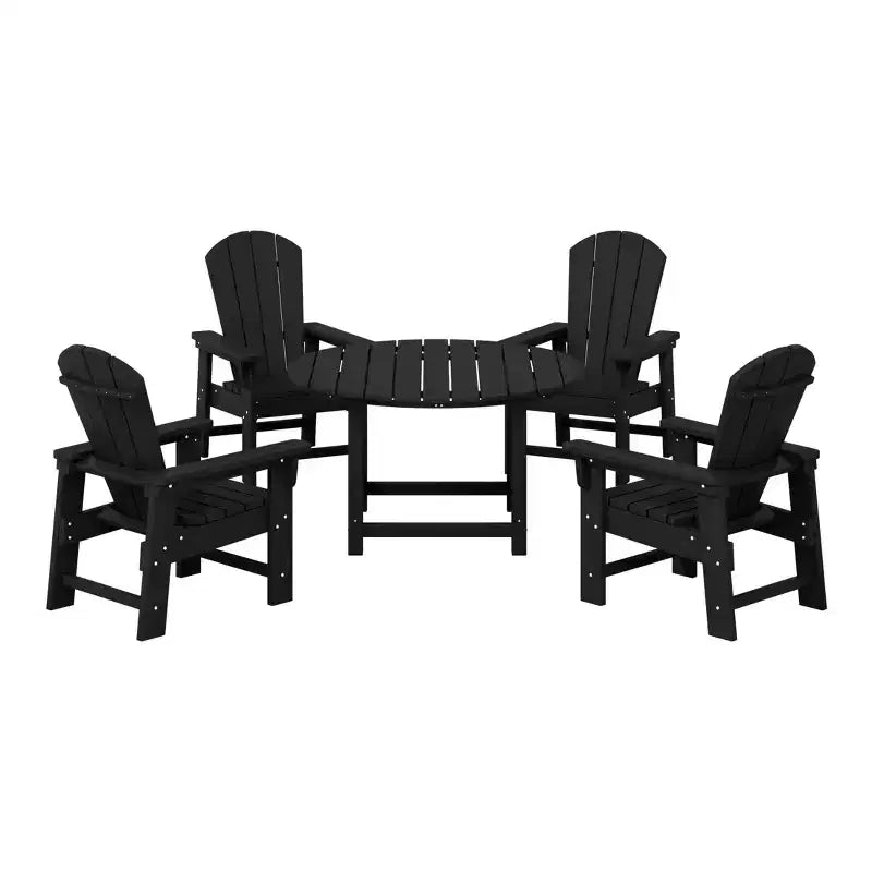 Ensemble table et chaises de salle à manger rondes 5 pièces pour enfant Malibu en PEHD pour l'extérieur – Sanzelize Design