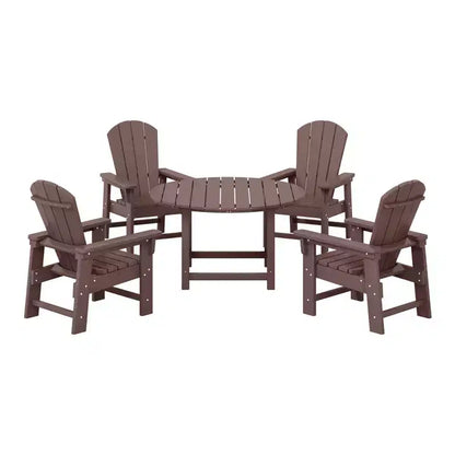 Ensemble table et chaises de salle à manger rondes 5 pièces pour enfant Malibu en PEHD pour l'extérieur – Sanzelize Design