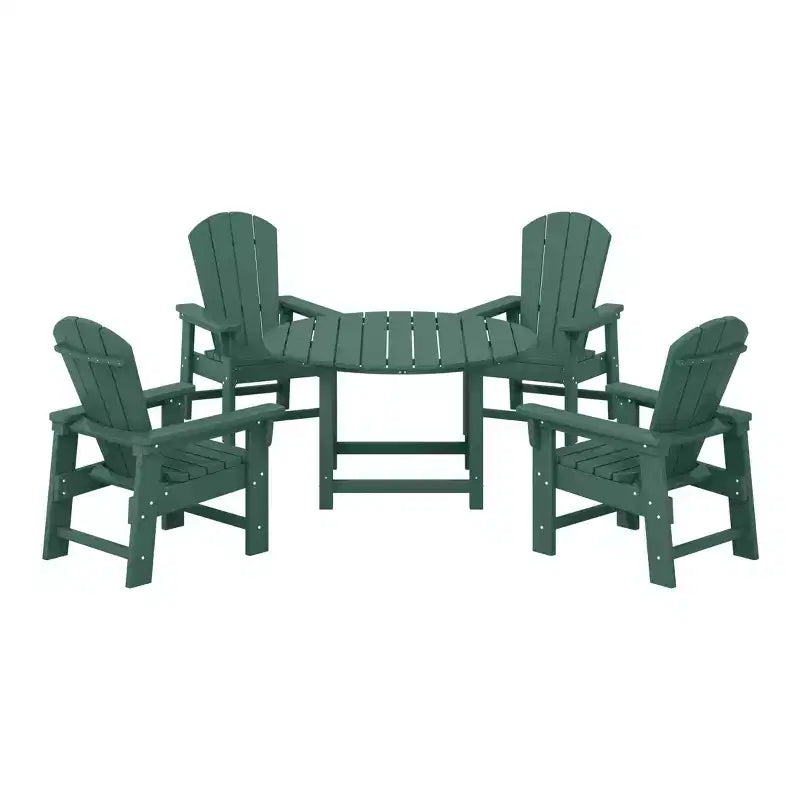 Ensemble table et chaises de salle à manger rondes 5 pièces pour enfant Malibu en PEHD pour l'extérieur – Sanzelize Design